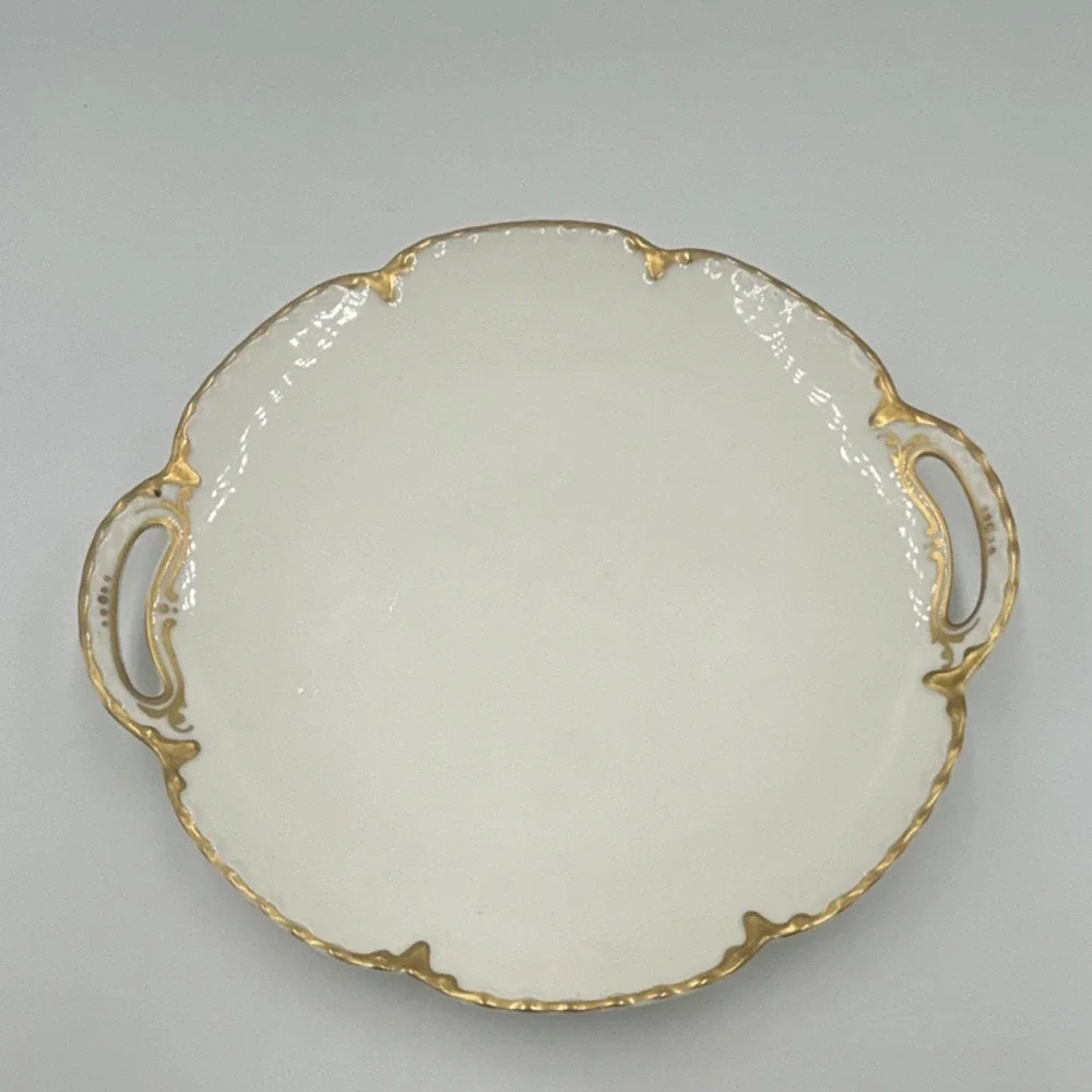 Haviland Limoges Porcelain Decorative Plate Gold Trim Round White